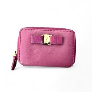 Salvatore Ferragamo Magenta Wallet with Gold Accents